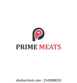 PRIME MEATS vector Logo template and Letter p