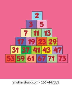 Prime Numbers On Pink Backgound.