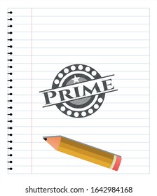 Prime pencil emblem. Vector Illustration. Detailed.