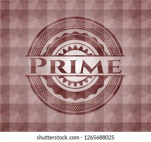 Prime red emblem with geometric pattern background. Seamless.