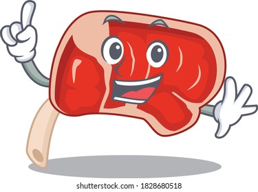 Prime rib caricature design style with one finger gesture