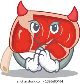 Prime rib clothed as devil cartoon character design concept