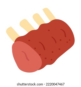 Prime rib. Flat vector illustration. Hand drawn graphic design on white background.