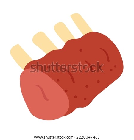 Prime rib. Flat vector illustration. Hand drawn graphic design on white background.