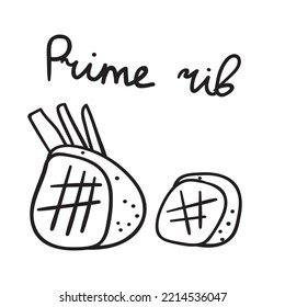 Prime Rib. Vector Outline Icon. Food Graphic Design On White Background.