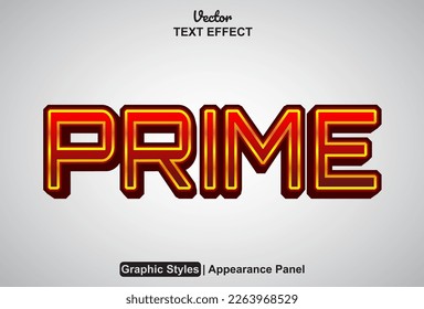 prime text effect with graphic style and editable.