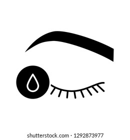 Primer for eyelash extension glyph icon. Silhouette symbol. Degreaser. Oil free eye makeup remover. Eyelash extension aftercare. Negative space. Vector isolated illustration