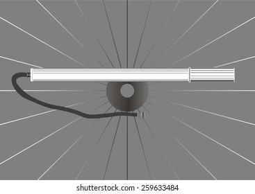 Priming pump tire bicycle, wheel on a background.