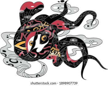 primitive abstract vector image with ethnic style full of bright colors