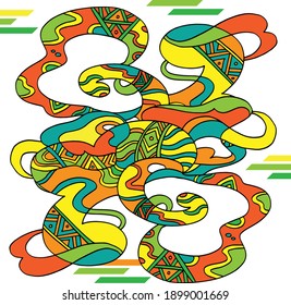 primitive abstract vector image with ethnic style full of bright colors