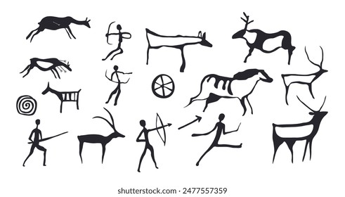 Primitive Art Figures Set vector