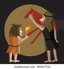 primitive art origins cartoon illustration