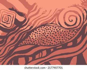 Primitive art vector illustration in earth tones