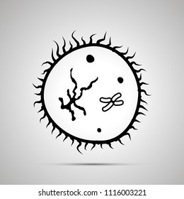 Primitive bacteria with flagellums, simple black icon with shadow