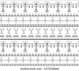 patrón primitivo de signos bereberes, elementos étnicos repetidos, ilustración vectorial