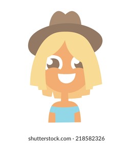 primitive cartoon flat style character emotions, vector illustration