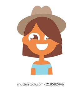primitive cartoon flat style character emotions, vector illustration