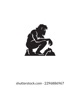 primitive caveman logo, an extinct species of archaic humans viewed from side svg