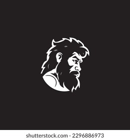 primitive caveman logo, an extinct species of archaic humans viewed from side