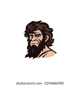 primitive caveman logo, an extinct species of archaic humans viewed from side