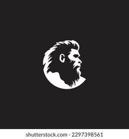 primitive caveman logo, an extinct species of archaic humans viewed from side