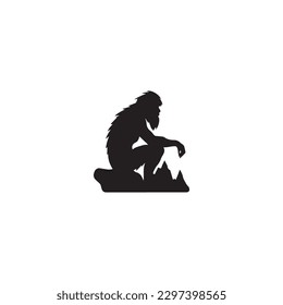 primitive caveman logo, an extinct species of archaic humans viewed from side svg