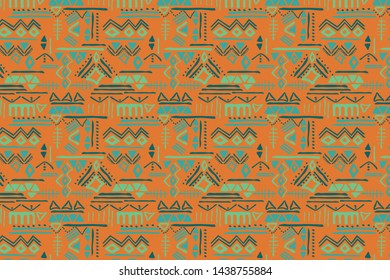 primitive ethnic repeated pattern,abstract folk elements, colorful boho style texture,vector illustration .
