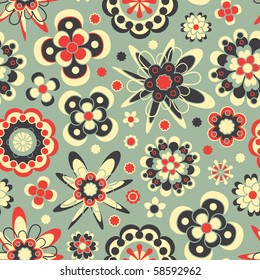 primitive flowers in floral pattern