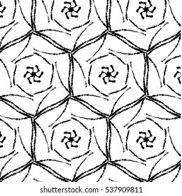 Primitive geometria sacra retro pattern with lines and circles.