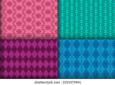 Primitive geometric argyle seamless ornament set. Turkish motif ethnic patterns. Argyle element geometric vector repeat ornament bundle. Monochrome background swatches.