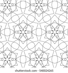 Primitive geometric sacra retro pattern with lines and circles. Black and white thin lines for designs.