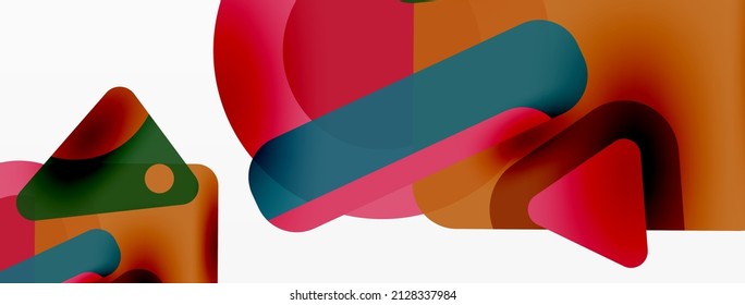 Primitive geometric shapes - line, triangle, square and circle composition. Vector geometric minimal abstract background for wallpaper, banner, background, landing page