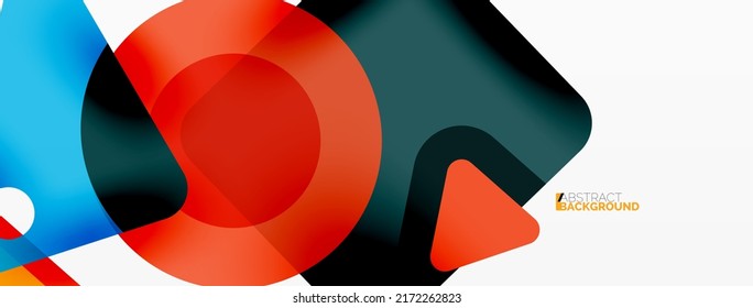 Primitive geometric shapes - line, triangle, square and circle composition. Vector geometric minimal abstract background for wallpaper, banner, background, landing page