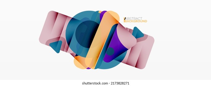 Primitive geometric shapes - line, triangle, square and circle composition. Vector geometric minimal abstract background for wallpaper, banner, background, landing page