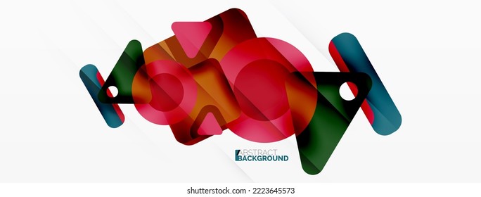 Formas geométricas primitivas: composición de líneas, triángulos, cuadrados y círculos. Fondo abstracto mínimo geométrico vectorial para fondo de pared, banner, fondo, página de inicio