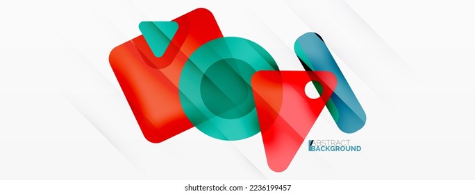 Primitive geometric shapes - line, triangle, square and circle composition. Vector geometric minimal abstract background for wallpaper, banner, background, landing page