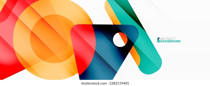 Primitive geometric shapes - line, triangle, square and circle composition. Vector geometric minimal abstract background for wallpaper, banner, background, landing page