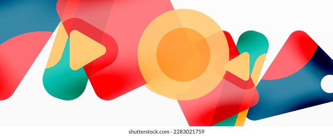 Primitive geometric shapes - line, triangle, square and circle composition. Vector geometric minimal abstract background for wallpaper, banner, background, landing page