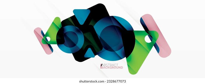 Primitive geometrische Formen - Linien-, Dreieck-, Quadrat- und Kreiszusammensetzung. Vektorgeometrischer, minimaler abstrakter Hintergrund für Tapete, Banner, Hintergrund, Landungsseite