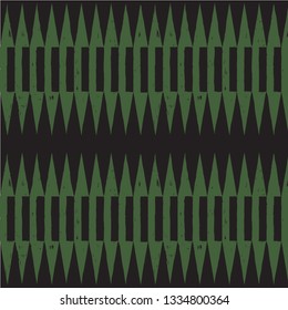 Primitive geometry brush cloth dark green seamless vector tribal african pattern