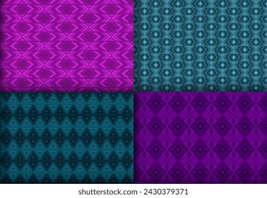 Primitive geometry rhombus seamless tracery package. Navajo tracery ethnic patterns. Rhombus element geometric vector repeat ornament set. Monochrome background templates.
