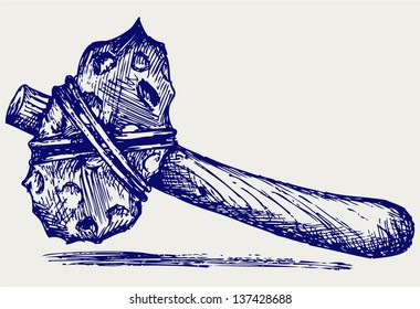 Primitive hammer. Doodle style