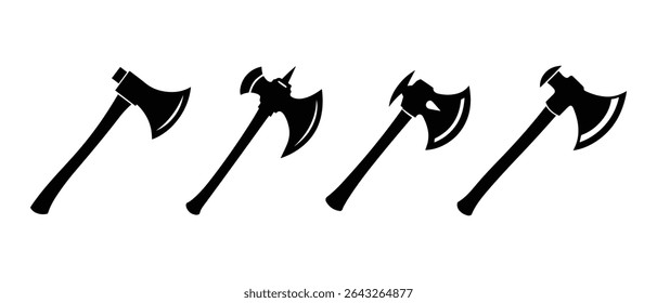Primitive Hand Axe Shape Silhouette Drawing for Design.