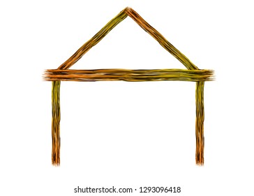 primitive hut. Prehistoric huts of wooden structure vector isolated 