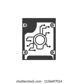Primitive icon of computer hard disk. Data storage, computer spare parts. Simple design of icons.