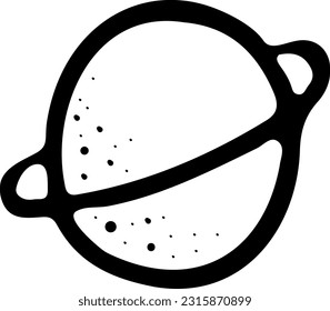 Primitive Image of a Planet with a Ring Doodle Vector Illustration
