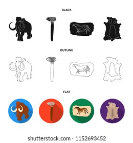 Primitive, mammoth, weapons, hammer .Stone age set collection icons in cartoon style vector symbol stock illustration web.