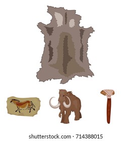 Primitive, mammoth, weapons, hammer .Stone age set collection icons in cartoon style vector symbol stock illustration web.