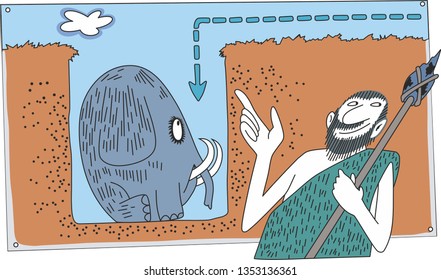 primitive man catches a mammoth