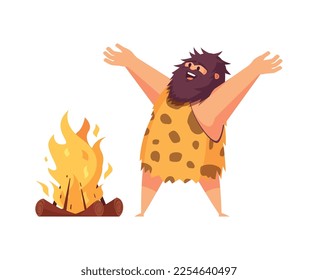 Composición masculina primitiva con caricatura humana de la ilustración vectorial de la persona antigua